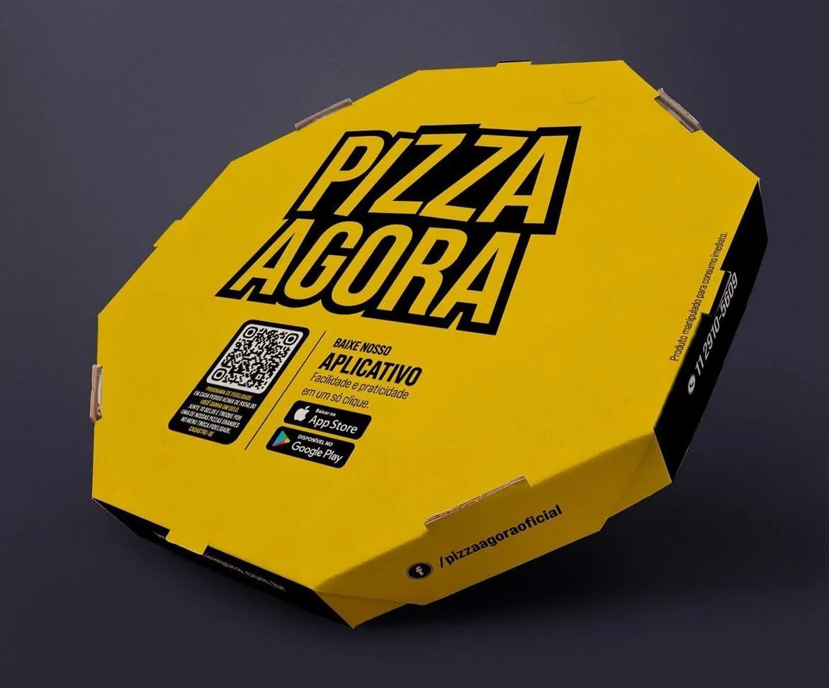 Caixa oitavada oficial da Pizza Agora